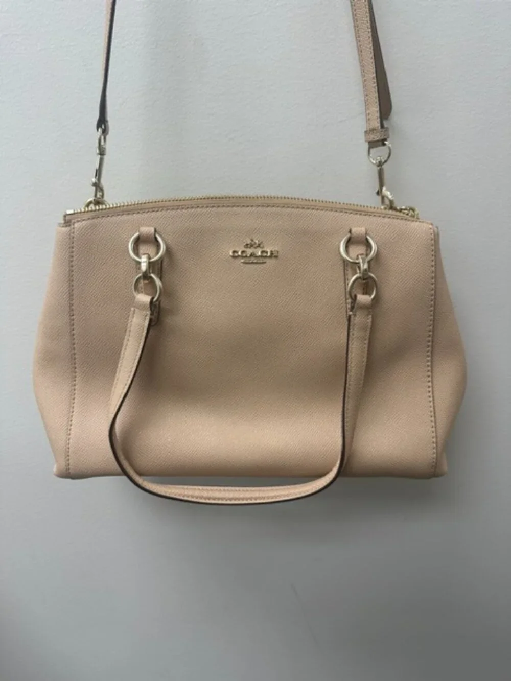 COACH Crossgrain Leather Christie in Tan